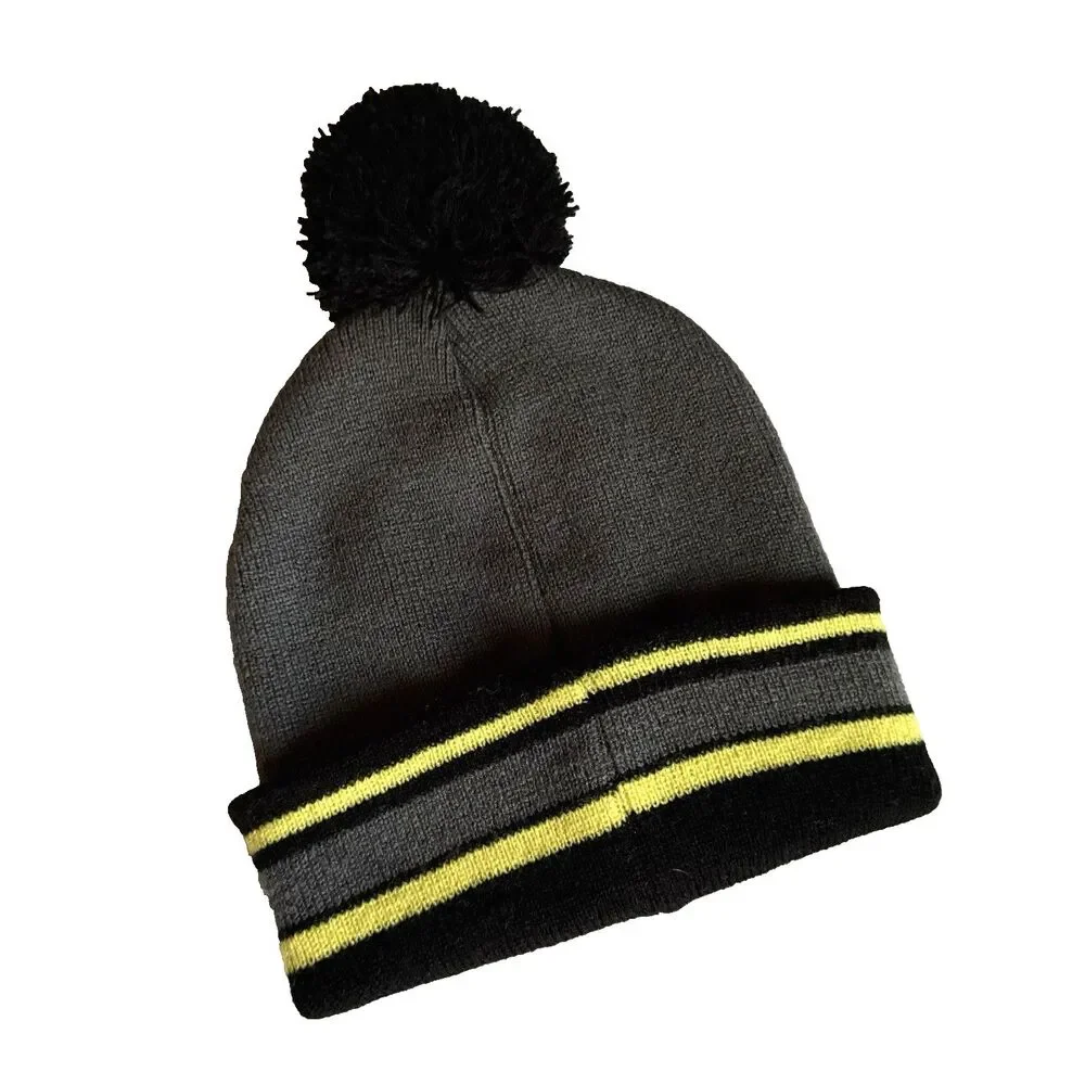 Marvel Batman Boy's Winter Hat Beanie Knit Gray Black Yellow Child DC COMICS